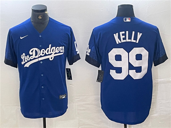 Los Angeles Dodgers #99 Joe Kelly Blue City Connect Cool Base Stitched Jersey - Click Image to Close